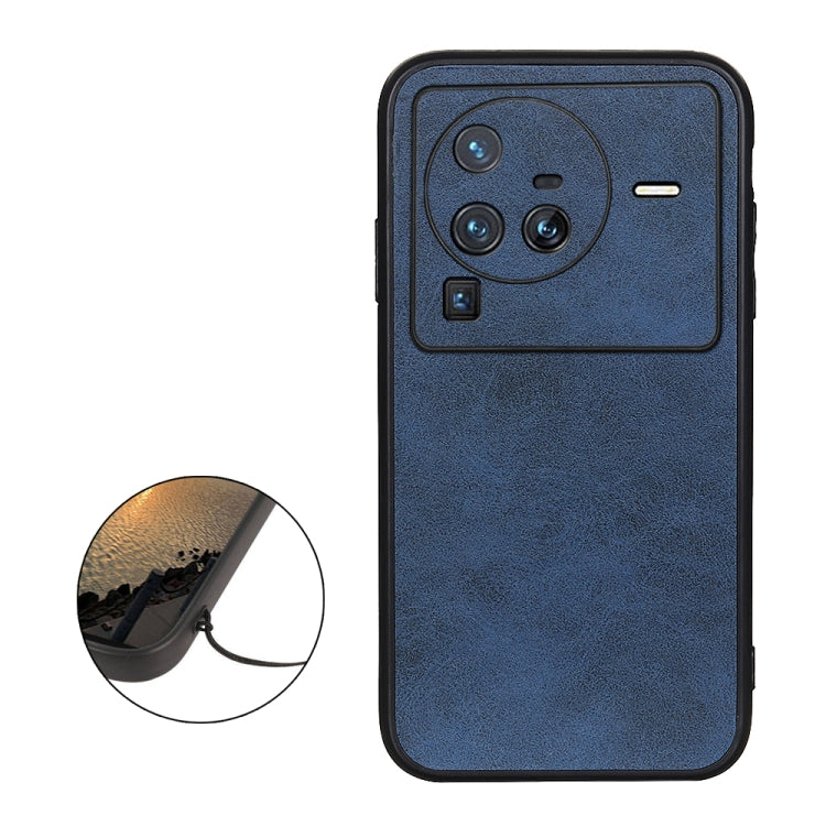 For vivo X80 Pro Accurate Hole Two-color Calf Texture PU Phone Case