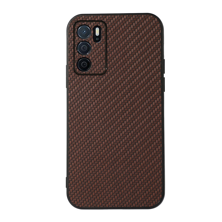 For OPPO A16 Accurate Hole Carbon Fiber Texture Shockproof Case