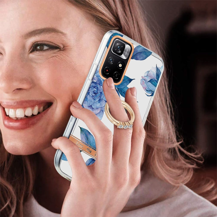 For Xiaomi Redmi Note 11 5G / Poco M4 Pro 5G Ring IMD Flowers TPU Phone Case