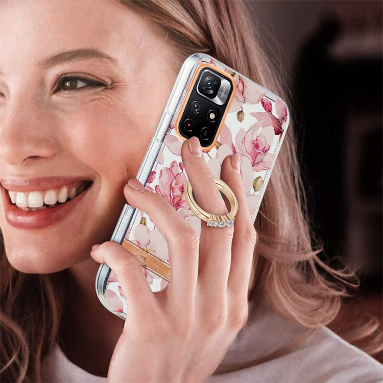 For Xiaomi Redmi Note 11 5G / Poco M4 Pro 5G Ring IMD Flowers TPU Phone Case