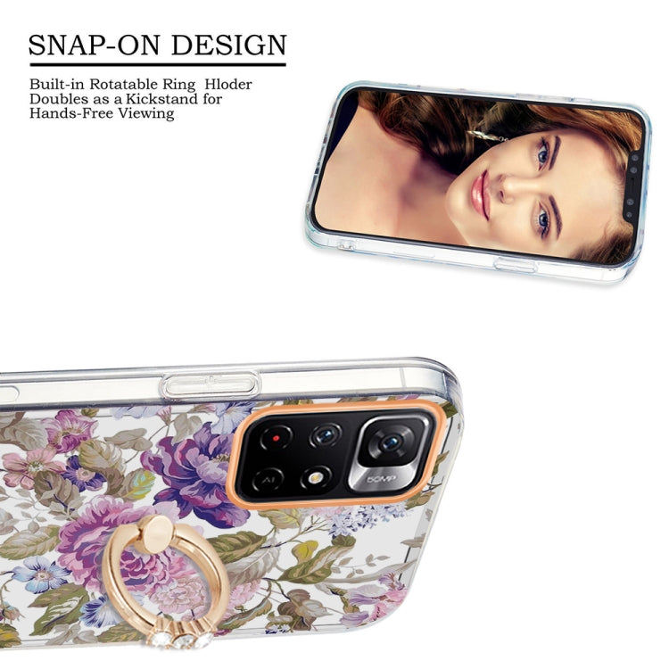 For Xiaomi Redmi Note 11 5G / Poco M4 Pro 5G Ring IMD Flowers TPU Phone Case