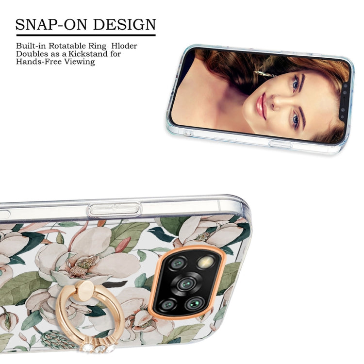 For Xiaomi Poco X3 NFC Ring IMD Flowers TPU Phone Case