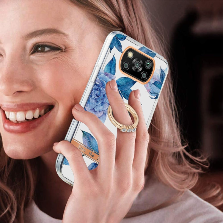 For Xiaomi Poco X3 NFC Ring IMD Flowers TPU Phone Case