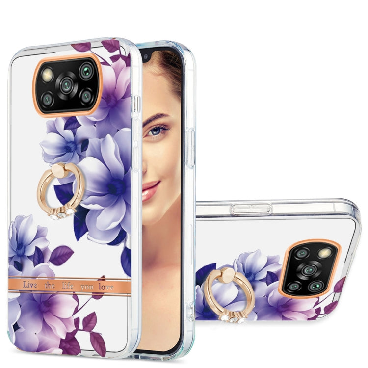 For Xiaomi Poco X3 NFC Ring IMD Flowers TPU Phone Case