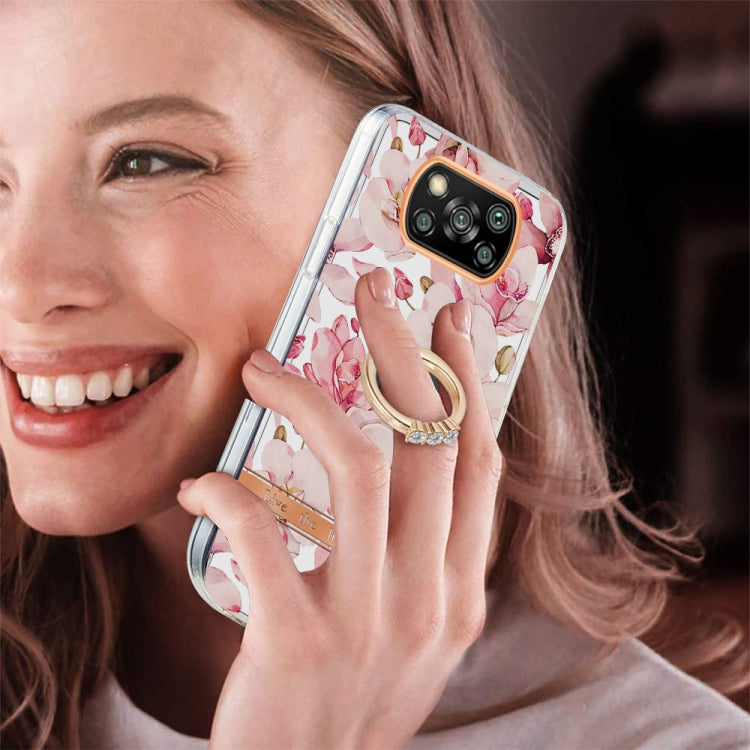 For Xiaomi Poco X3 NFC Ring IMD Flowers TPU Phone Case
