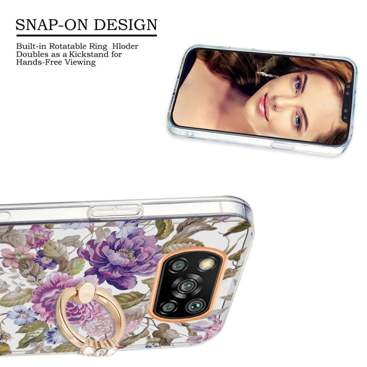 For Xiaomi Poco X3 NFC Ring IMD Flowers TPU Phone Case