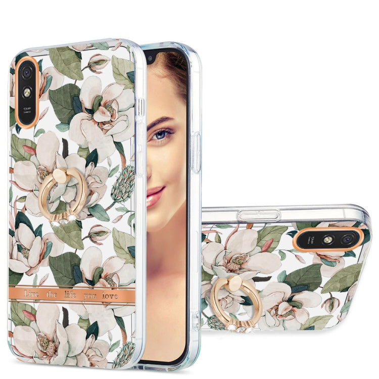 For Xiaomi Redmi 9A Ring IMD Flowers TPU Phone Case