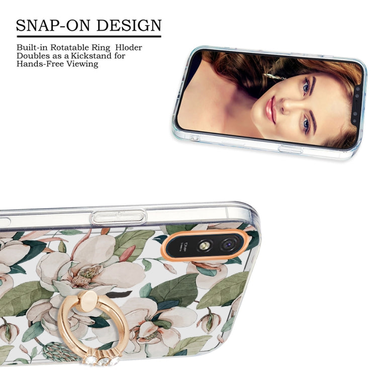 For Xiaomi Redmi 9A Ring IMD Flowers TPU Phone Case