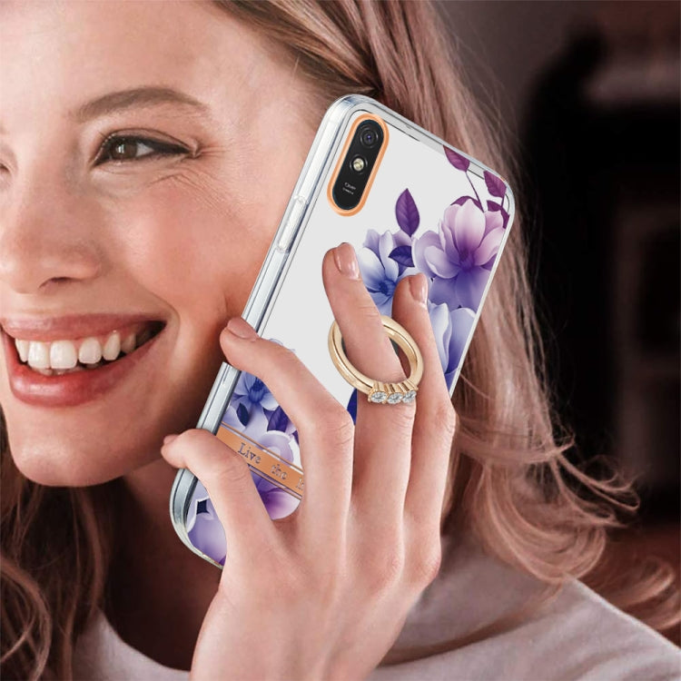 For Xiaomi Redmi 9A Ring IMD Flowers TPU Phone Case