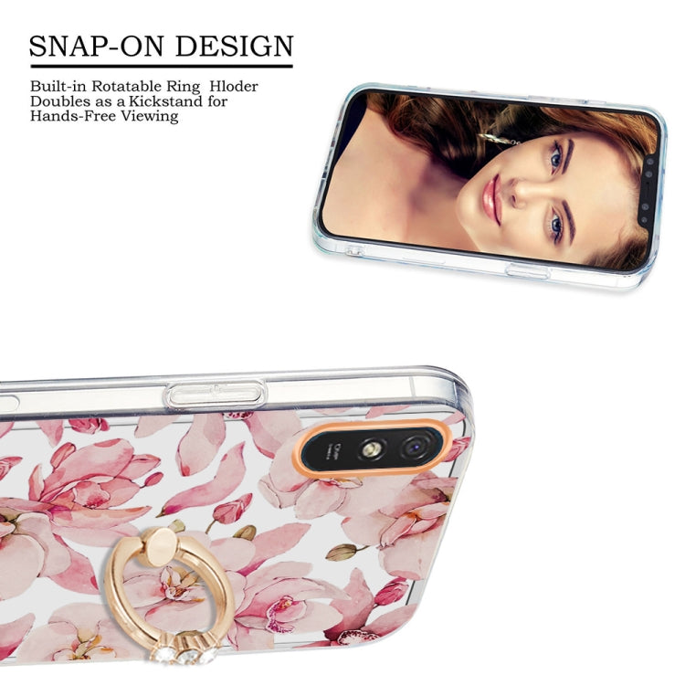 For Xiaomi Redmi 9A Ring IMD Flowers TPU Phone Case