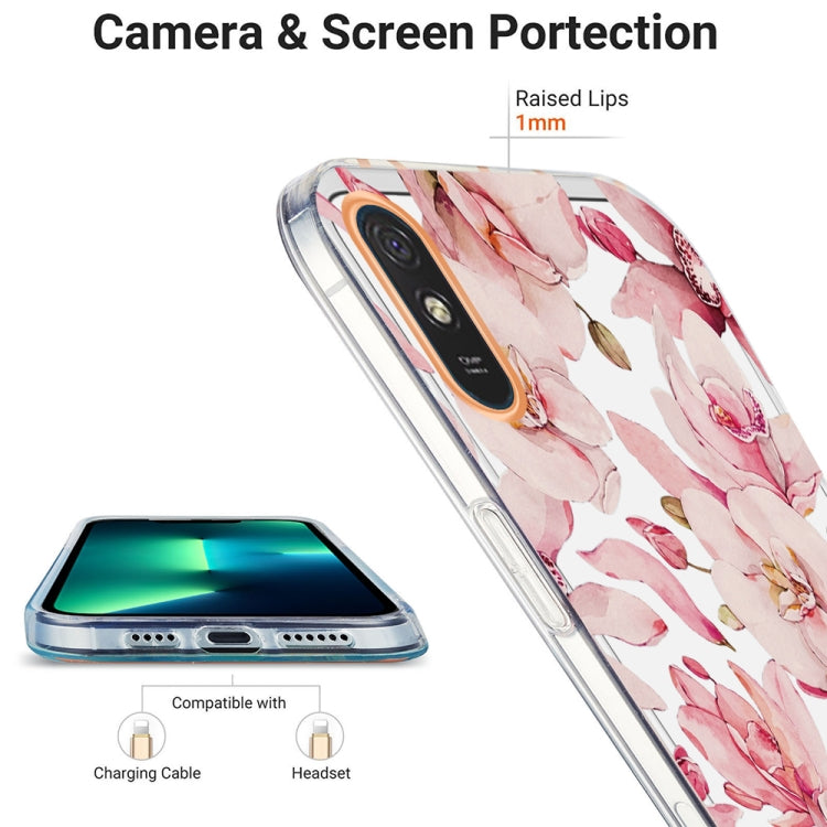 For Xiaomi Redmi 9A Ring IMD Flowers TPU Phone Case