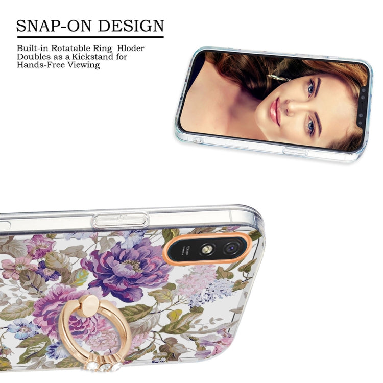 For Xiaomi Redmi 9A Ring IMD Flowers TPU Phone Case