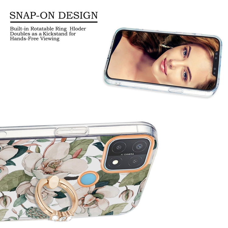 For OPPO A15 / A15s Ring IMD Flowers TPU Phone Case