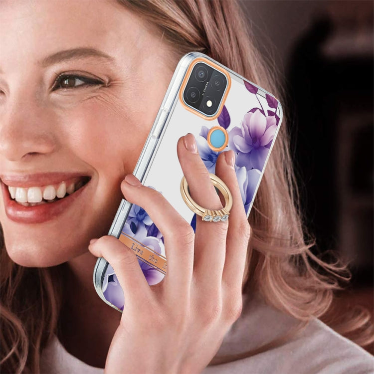 For OPPO A15 / A15s Ring IMD Flowers TPU Phone Case