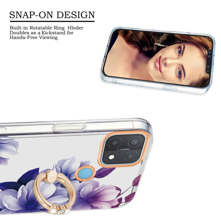 For OPPO A15 / A15s Ring IMD Flowers TPU Phone Case