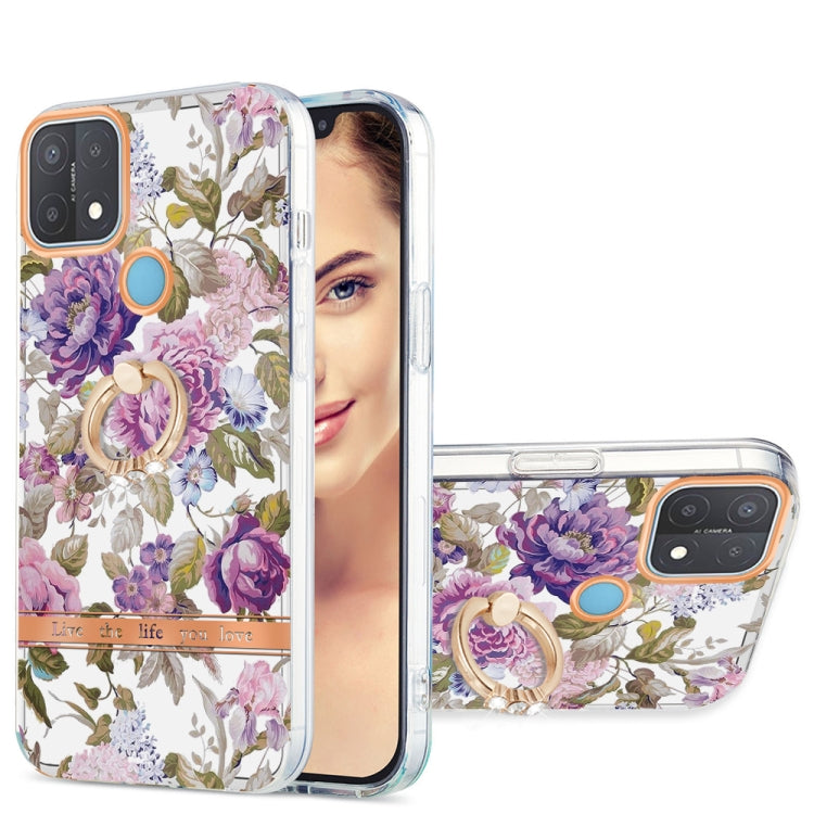 For OPPO A15 / A15s Ring IMD Flowers TPU Phone Case