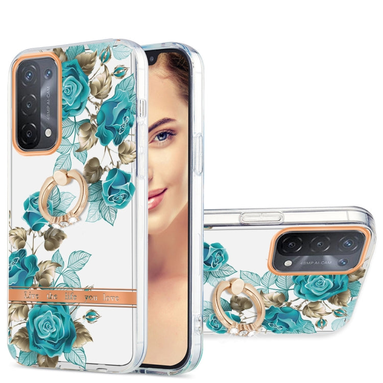For OPPO A74 5G / A93 5G / A54 5G / A93S 5G Ring IMD Flowers TPU Phone Case