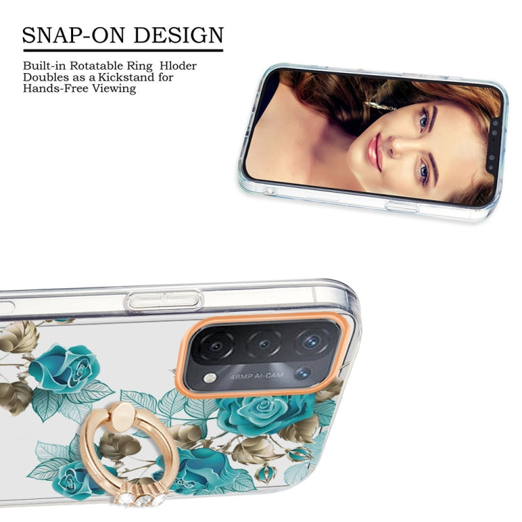 For OPPO A74 5G / A93 5G / A54 5G / A93S 5G Ring IMD Flowers TPU Phone Case