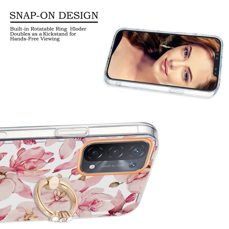 For OPPO A74 5G / A93 5G / A54 5G / A93S 5G Ring IMD Flowers TPU Phone Case