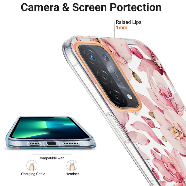 For OPPO A74 5G / A93 5G / A54 5G / A93S 5G Ring IMD Flowers TPU Phone Case