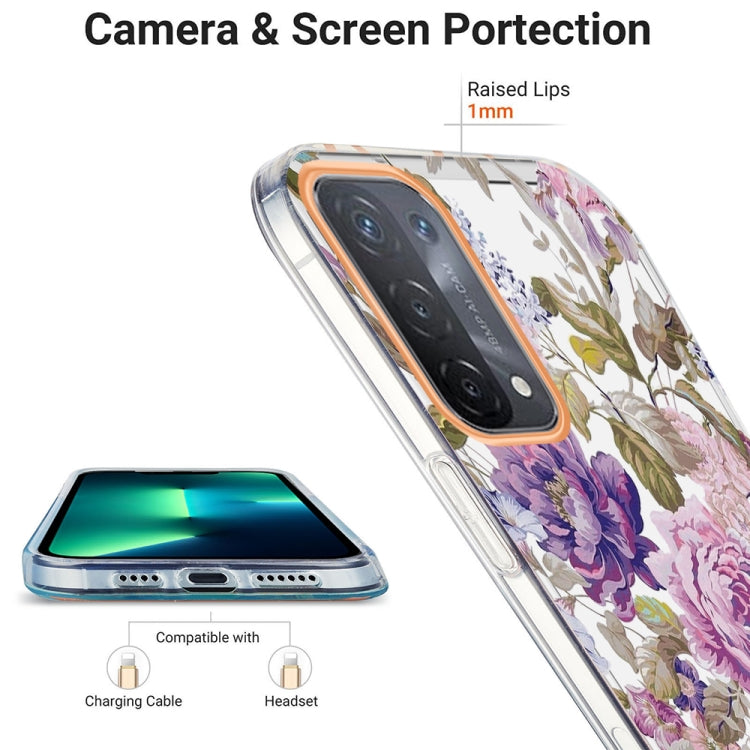 For OPPO A74 5G / A93 5G / A54 5G / A93S 5G Ring IMD Flowers TPU Phone Case