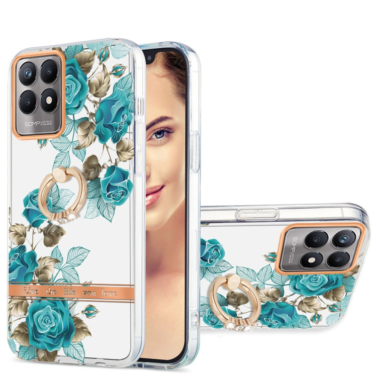 For OPPO Realme 8i Ring IMD Flowers TPU Phone Case