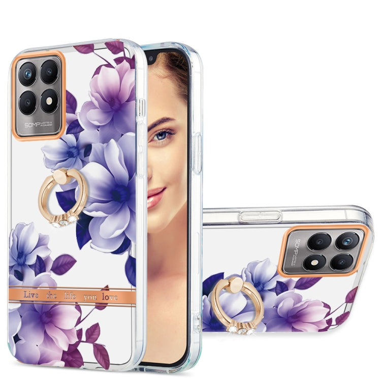 For OPPO Realme 8i Ring IMD Flowers TPU Phone Case
