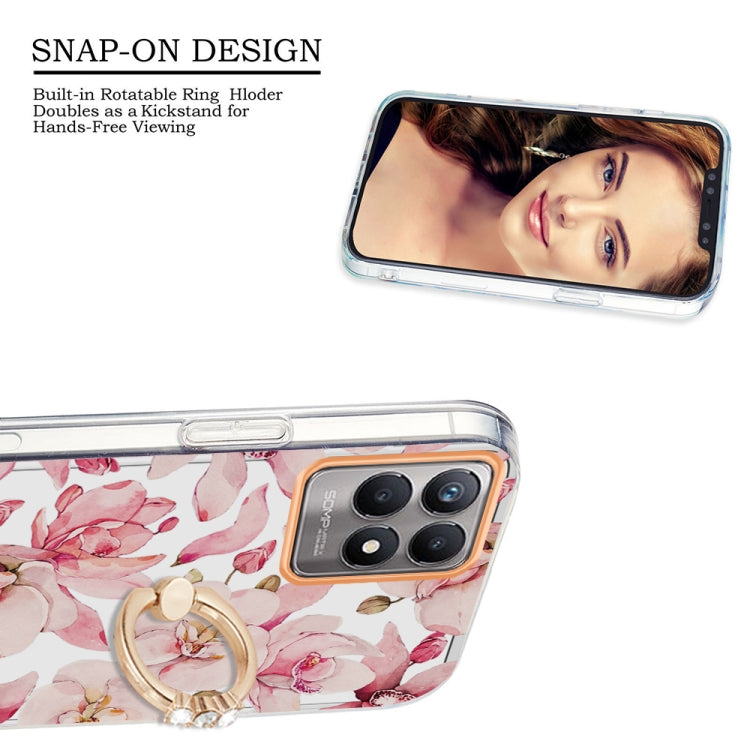 For OPPO Realme 8i Ring IMD Flowers TPU Phone Case