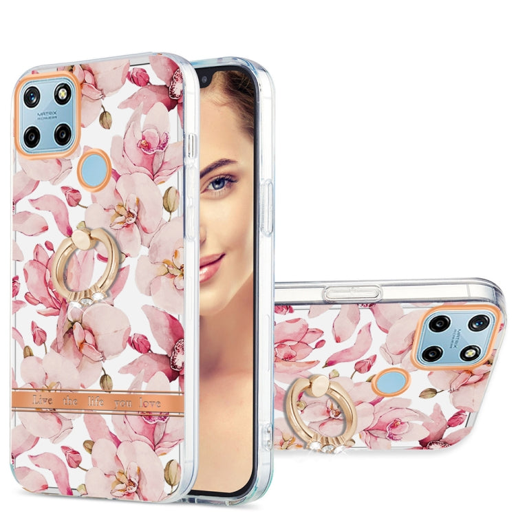 For OPPO Realme C21Y Ring IMD Flowers TPU Phone Case