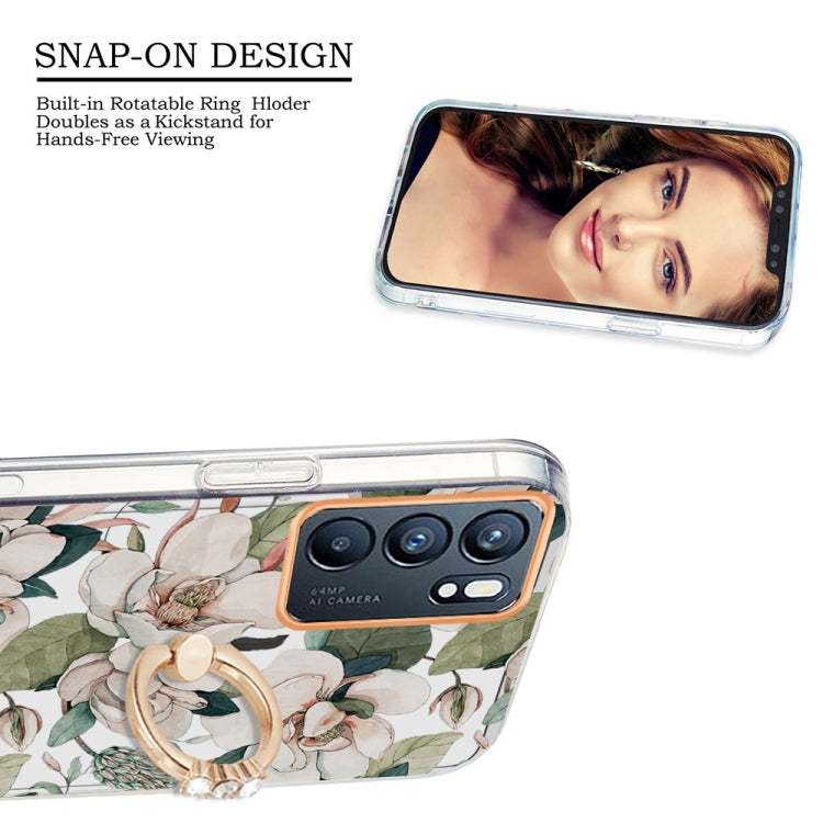 For OPPO Reno6 5G Ring IMD Flowers TPU Phone Case