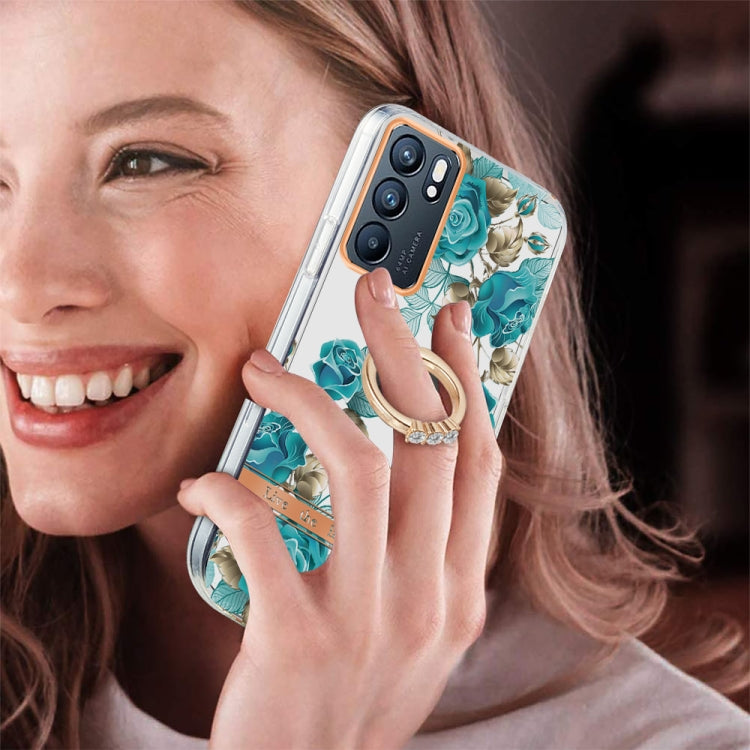 For OPPO Reno6 5G Ring IMD Flowers TPU Phone Case