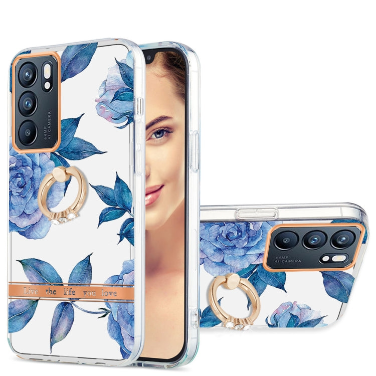 For OPPO Reno6 5G Ring IMD Flowers TPU Phone Case