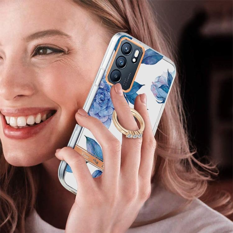 For OPPO Reno6 5G Ring IMD Flowers TPU Phone Case