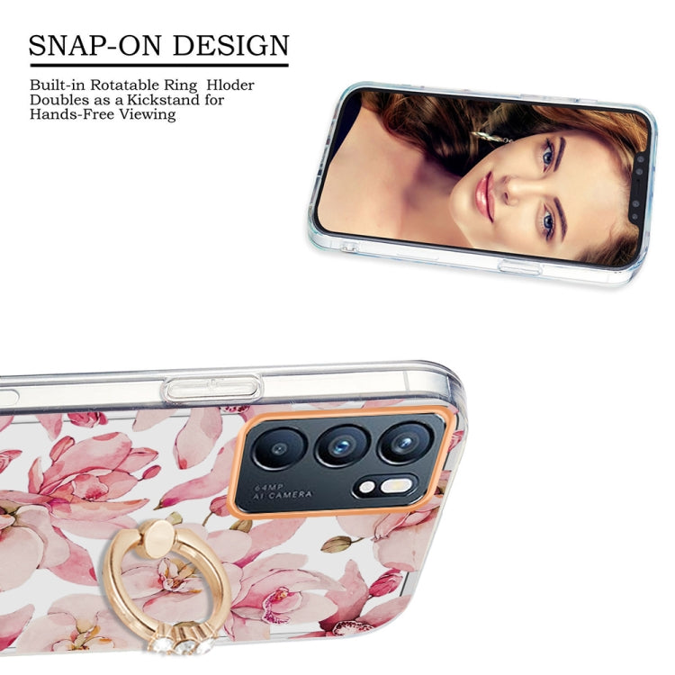 For OPPO Reno6 5G Ring IMD Flowers TPU Phone Case