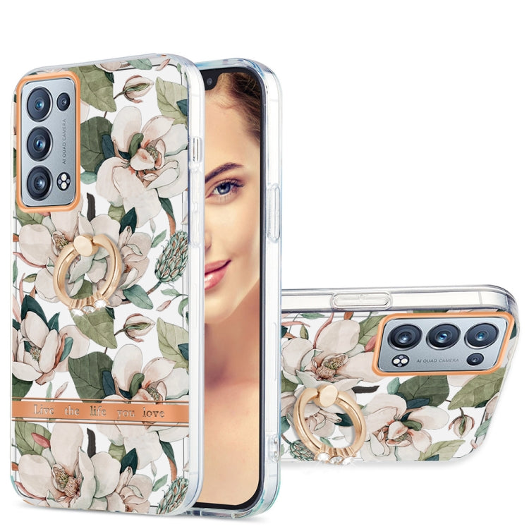 For OPPO Reno6 Pro+ 5G / Reno6 Pro Global Ring IMD Flowers TPU Phone Case