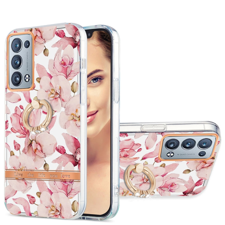 For OPPO Reno6 Pro+ 5G / Reno6 Pro Global Ring IMD Flowers TPU Phone Case
