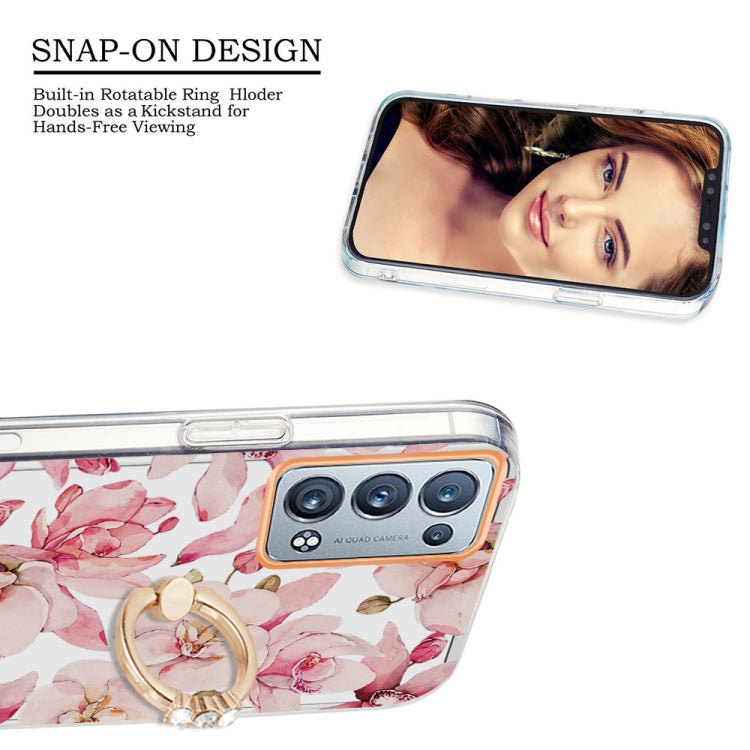For OPPO Reno6 Pro+ 5G / Reno6 Pro Global Ring IMD Flowers TPU Phone Case