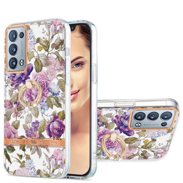 For OPPO Reno6 Pro+ 5G / Reno6 Pro Global Ring IMD Flowers TPU Phone Case