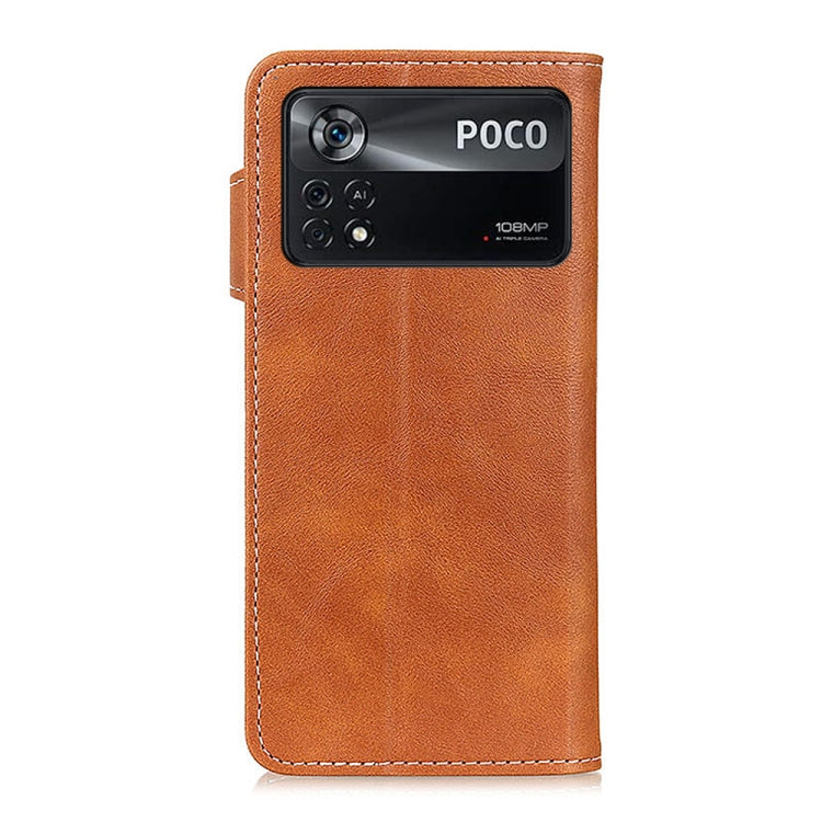 For Xiaomi Poco X4 Pro 5G S-Type Stitching Calf Texture Leather Phone Case