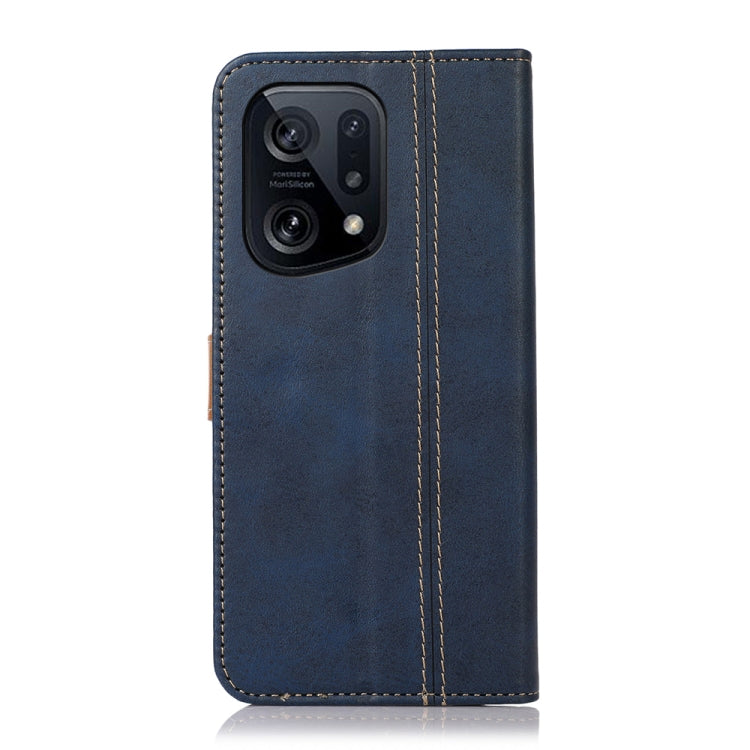 For OPPO Find X5 Stitching Thread Calf Texture Leather Phone Case