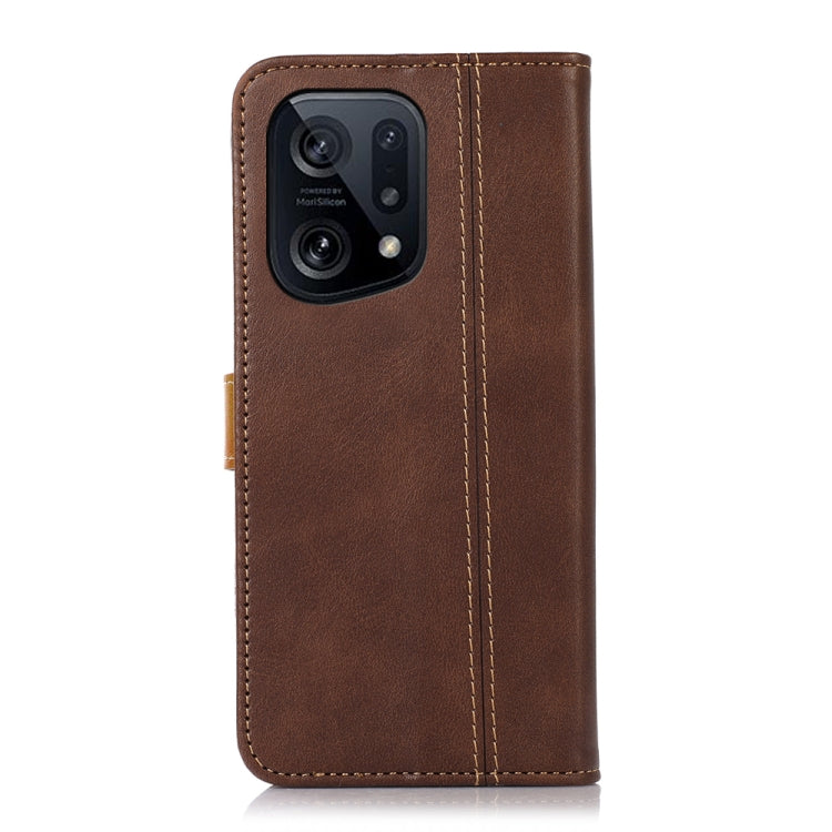 For OPPO Find X5 Stitching Thread Calf Texture Leather Phone Case