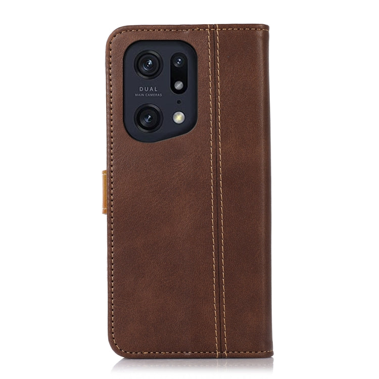 For OPPO Find X5 Pro Stitching Thread Calf Texture Leather Phone Case