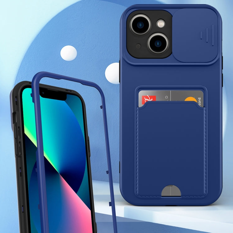 For iPhone 13 3 in 1 Sliding Camshield Card Phone Case