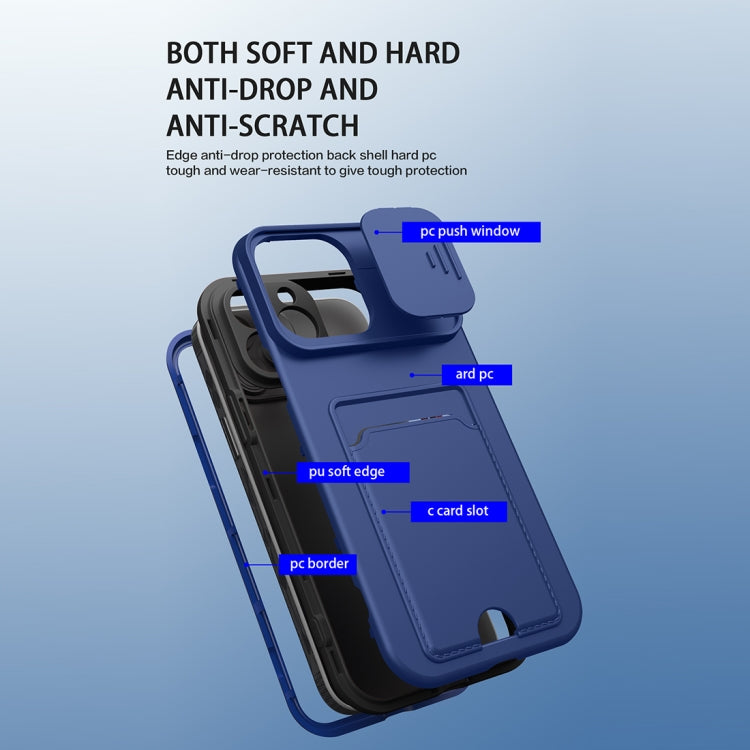 For iPhone 13 Pro 3 in 1 Sliding Camshield Card Phone Case