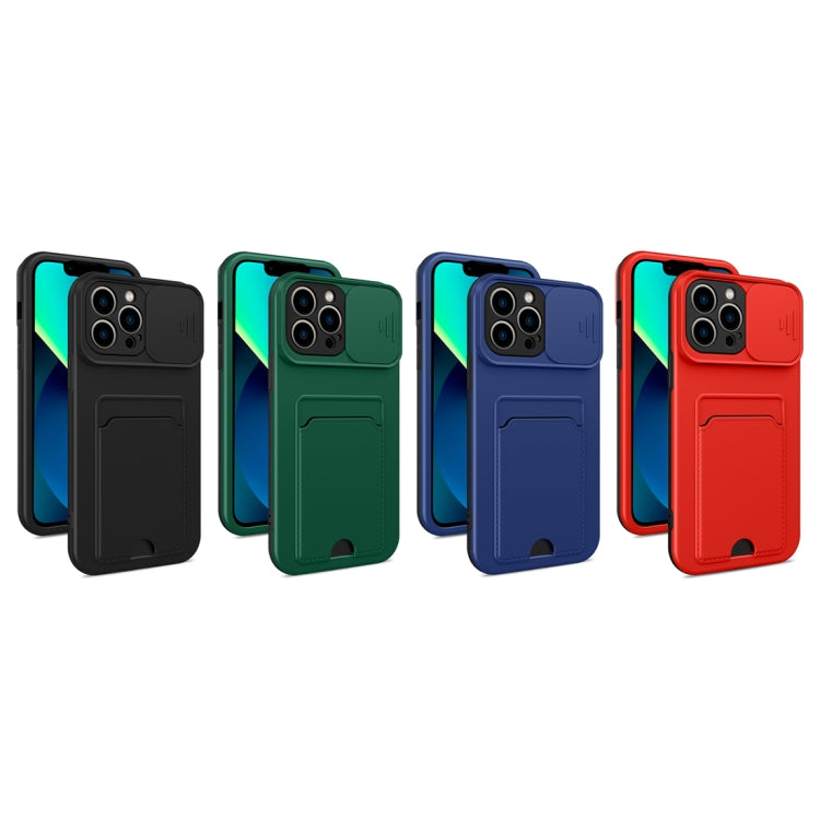 For iPhone 13 Pro Max 3 in 1 Sliding Camshield Card Phone Case