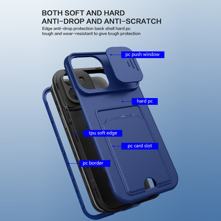 3 in 1 Sliding Camshield Card Phone Case For iPhone 11