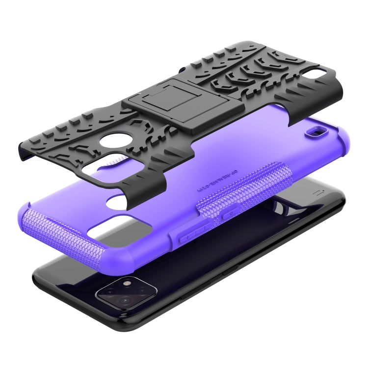 For OPPO Realme C21Y Tire Texture TPU + PC Phone Case with Holder