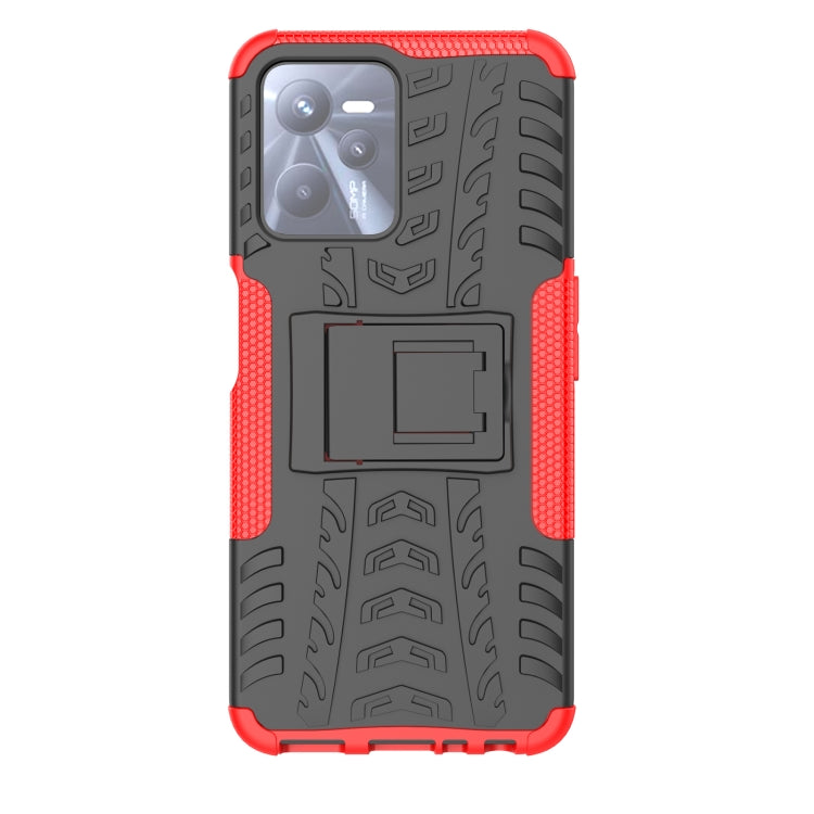For OPPO Realme C35 Tire Texture TPU + PC Phone Case with Holder