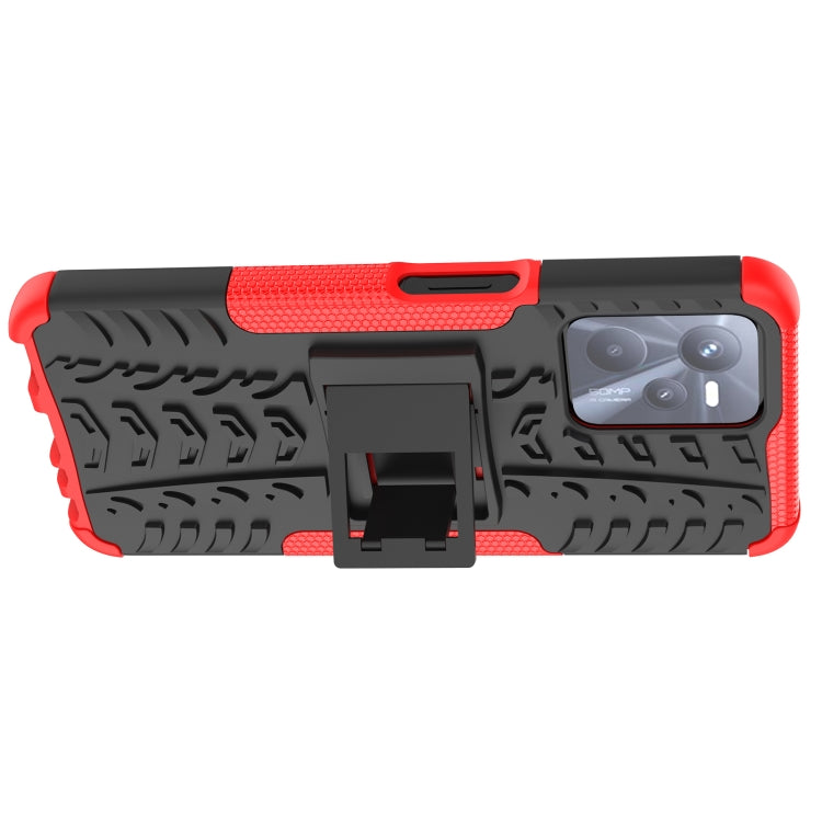 For OPPO Realme C35 Tire Texture TPU + PC Phone Case with Holder