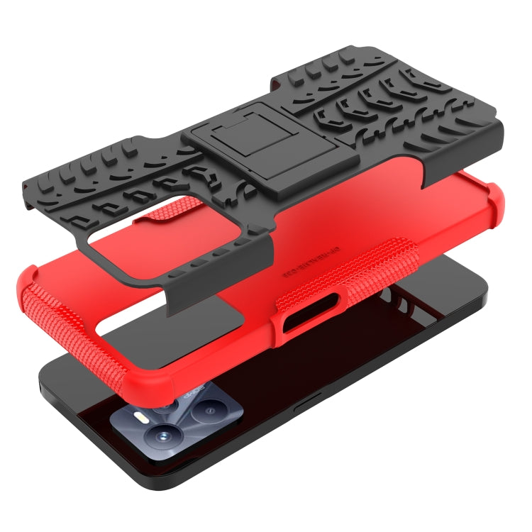 For OPPO Realme C35 Tire Texture TPU + PC Phone Case with Holder